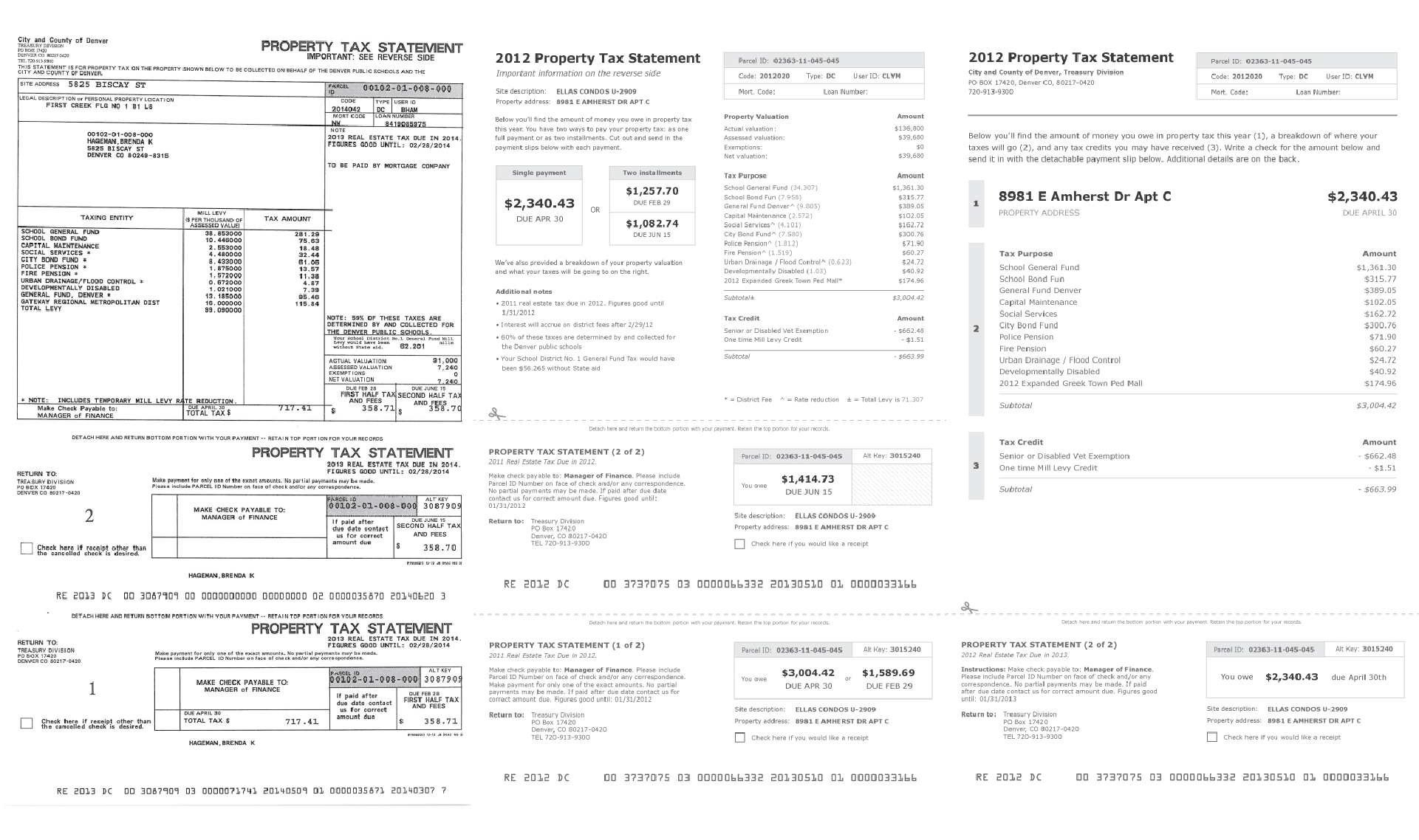 Comparison of Property Tax Statements